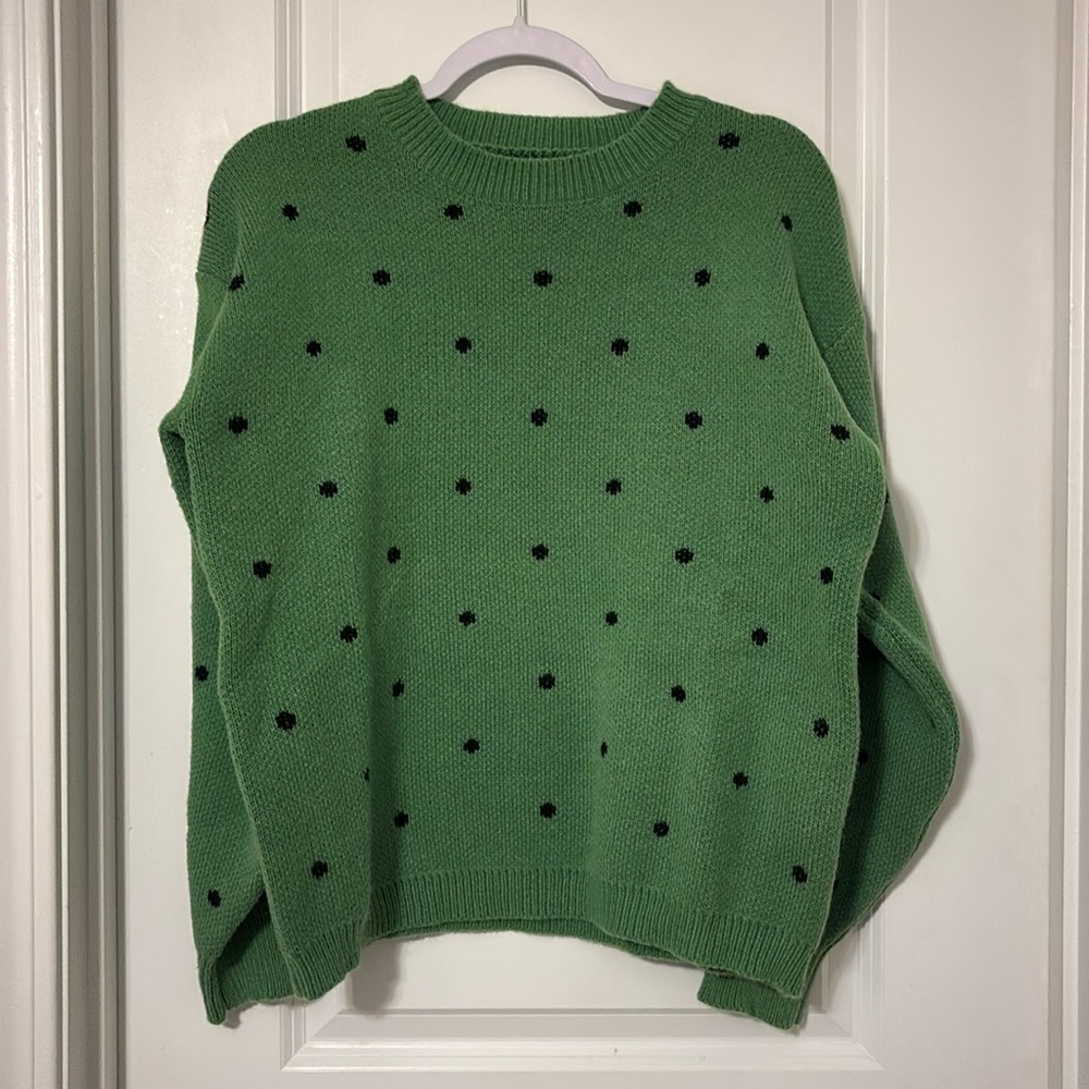 Green polka dot sweater- Shein